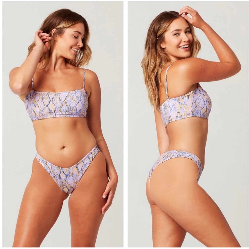 L*space Serpentina Purple Snakeskin Print Reversible Swim Bottoms